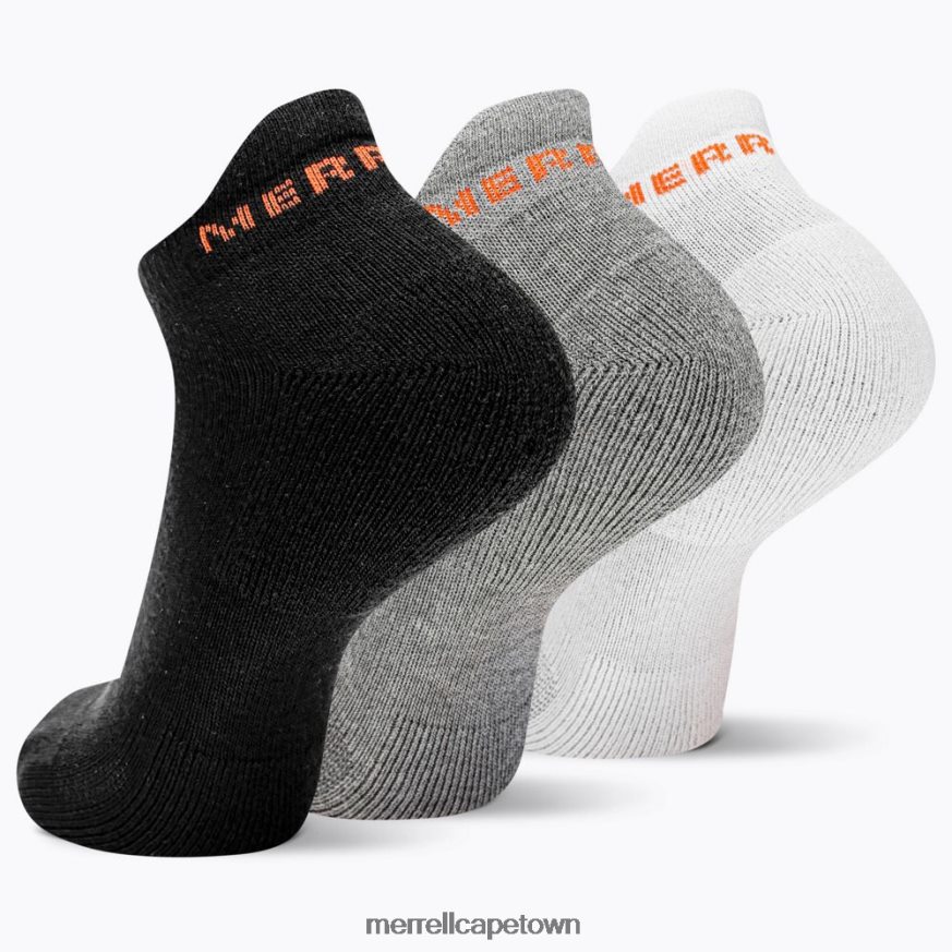 Black Assorted F60FX2274 Cotton Tab Low Cut Sock 3 Pack (JSF26528-001) Merrell
