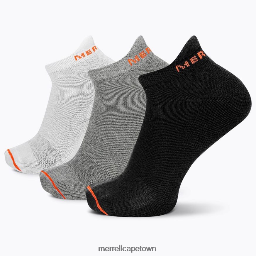 Black Assorted F60FX2274 Cotton Tab Low Cut Sock 3 Pack (JSF26528-001) Merrell