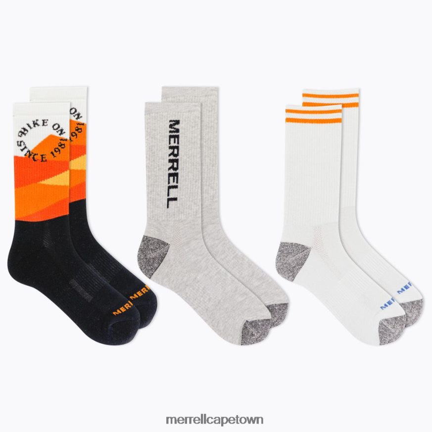 Black Assorted F60FX2310 Recycled Crew Sock 3 Pack (JSF26906-001) Merrell