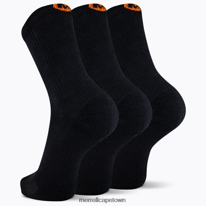 Black F60FX2213 Cushioned Cotton Crew Sock 3 Pack (JSF26607-011) Merrell