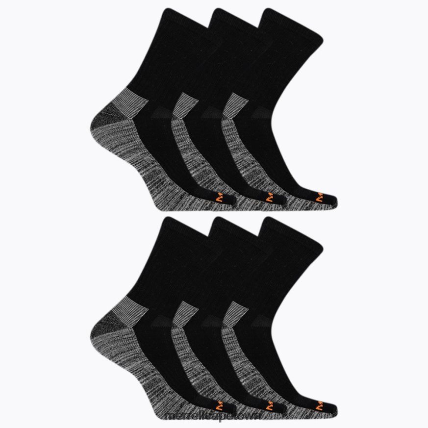 Black F60FX2266 Work Crew Sock 6 Pack (JSS26719-010) Merrell