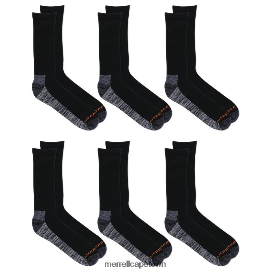 Black F60FX2266 Work Crew Sock 6 Pack (JSS26719-010) Merrell