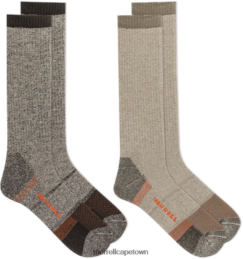Brown Asst F60FX2315 Rugged Steel Toe Crew Sock 2 Pack (JSS26717-238) Merrell