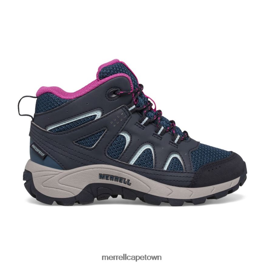 Navy/Turquoise/Fuchsia F60FX21443 Oakcreek Mid Lace Waterproof Boot (MK166227) Merrell