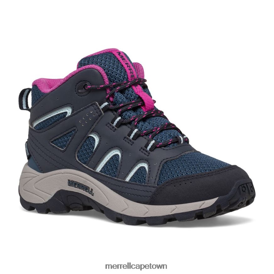 Navy/Turquoise/Fuchsia F60FX21443 Oakcreek Mid Lace Waterproof Boot (MK166227) Merrell