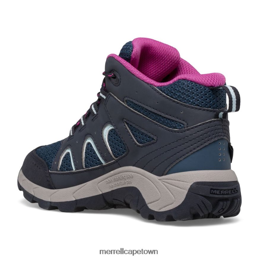 Navy/Turquoise/Fuchsia F60FX21443 Oakcreek Mid Lace Waterproof Boot (MK166227) Merrell