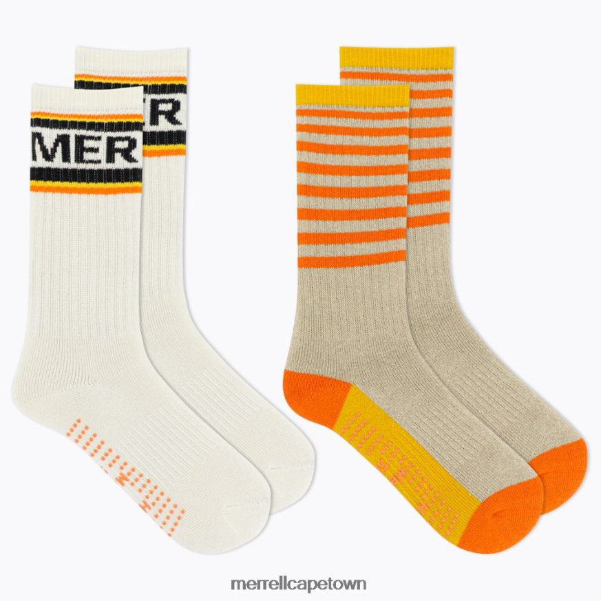 Orange F60FX21470 Brushed Crew Sock 2 Pack (JSF26900-800) Merrell