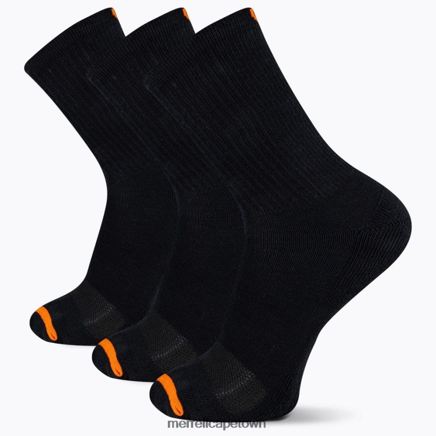 Black F60FX2213 Cushioned Cotton Crew Sock 3 Pack (JSF26607-011) Merrell