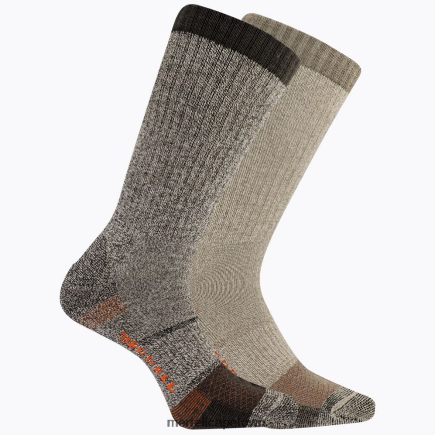 Brown Asst. F60FX2315 Rugged Steel Toe Crew Sock 2 Pack (JSS26717-238) Merrell